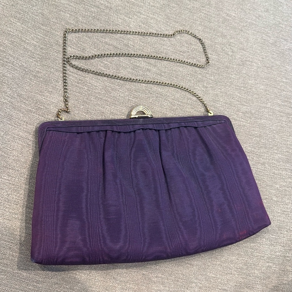 Purple Purse with built in mirror Vintage Retro 80s 90s